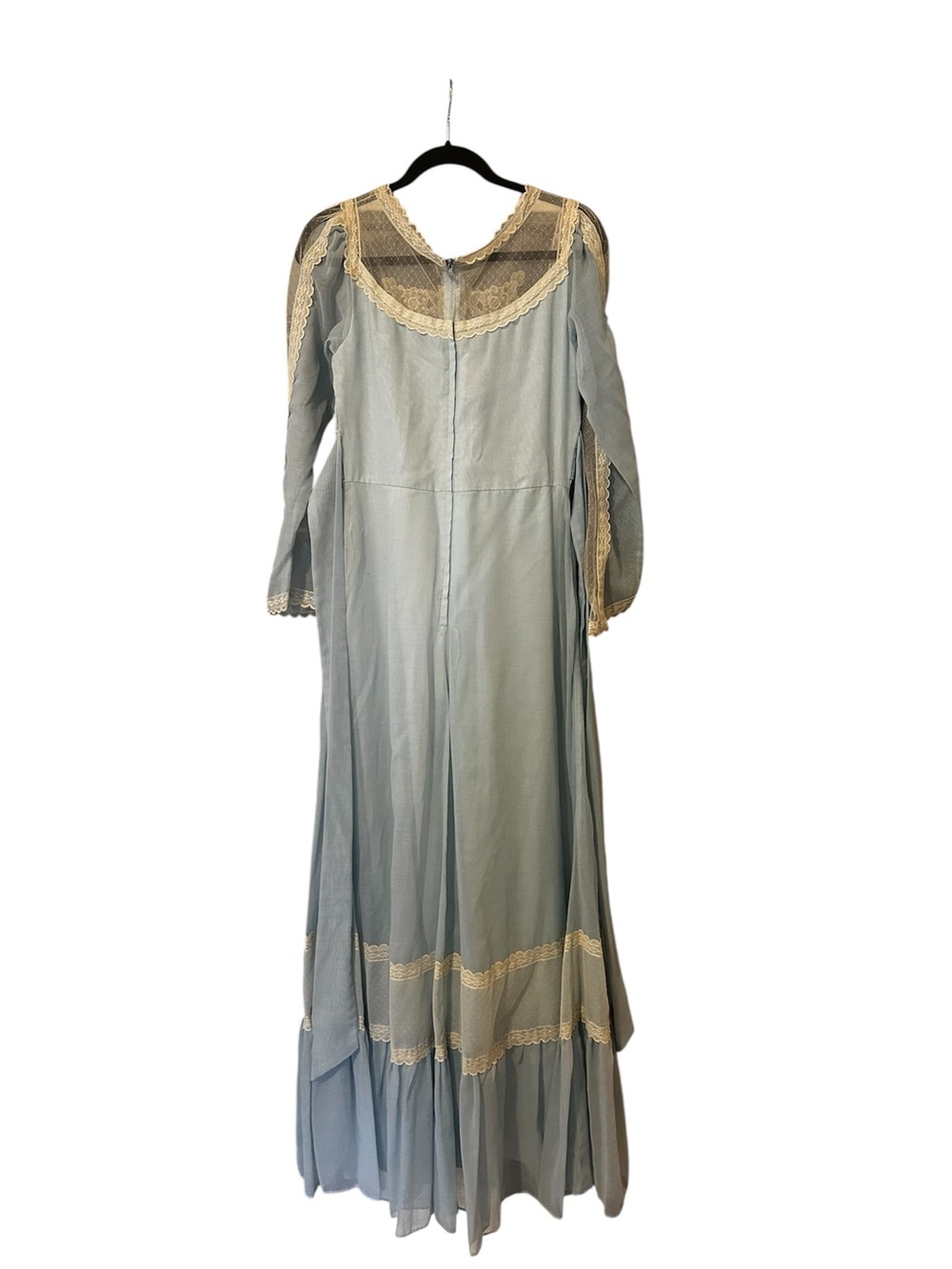 Gunne Sax Pale Blue Maxi Dress with Cream Lace - Picture 2 of 7